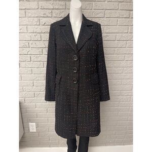 Cache Tweed Three Button Long Coat Size S